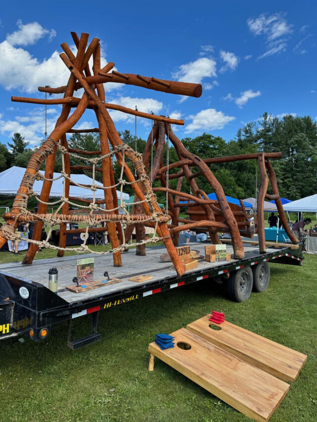 Tree-mendous, a design and build, creator of natural and sustainable adventure structures located on Rt. 22 in Canaan provided an eye-catching sampling of their innovative products.